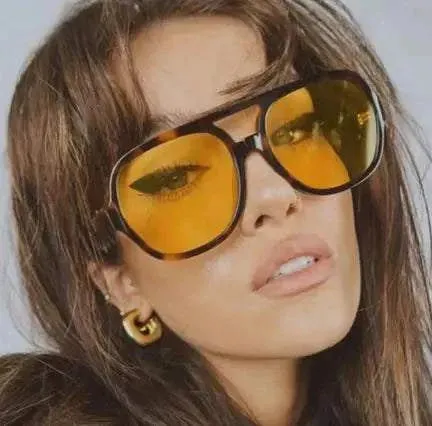 Retro Double Beam Stylish Large Frame Sunglasses