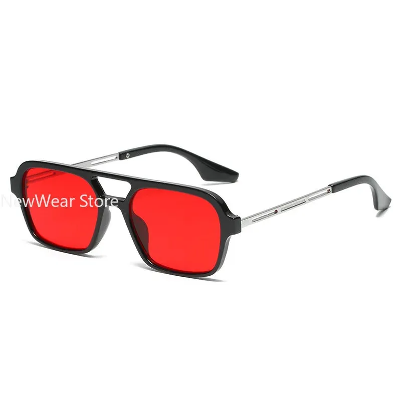 Retro Double Bridges Women Pilot Sunglasses Pink Gradient Stylish Hollow Leopard Design Blue Sun Glasses