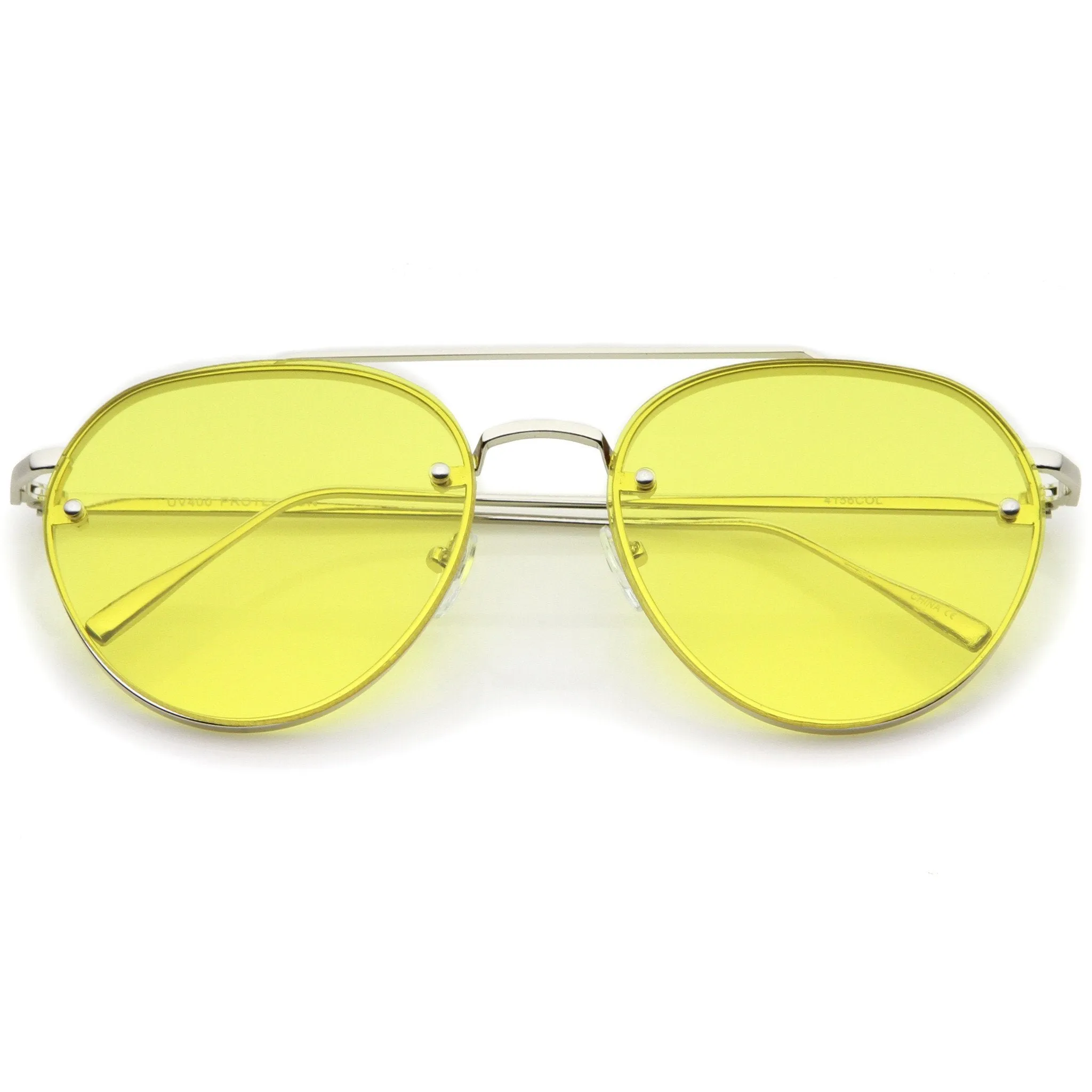 Retro Modern Rimless Flat Color Lens Aviator Sunglasses A826