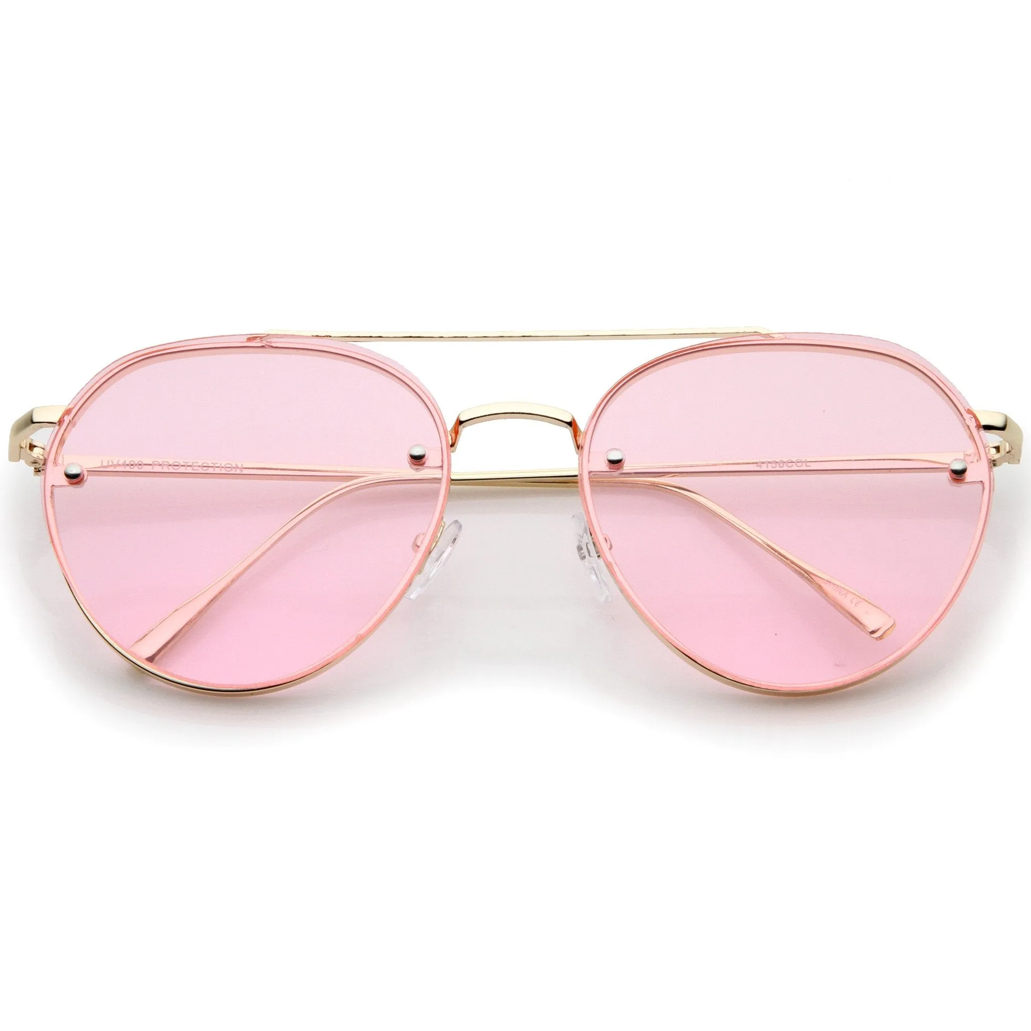 Retro Modern Rimless Flat Color Lens Aviator Sunglasses A826
