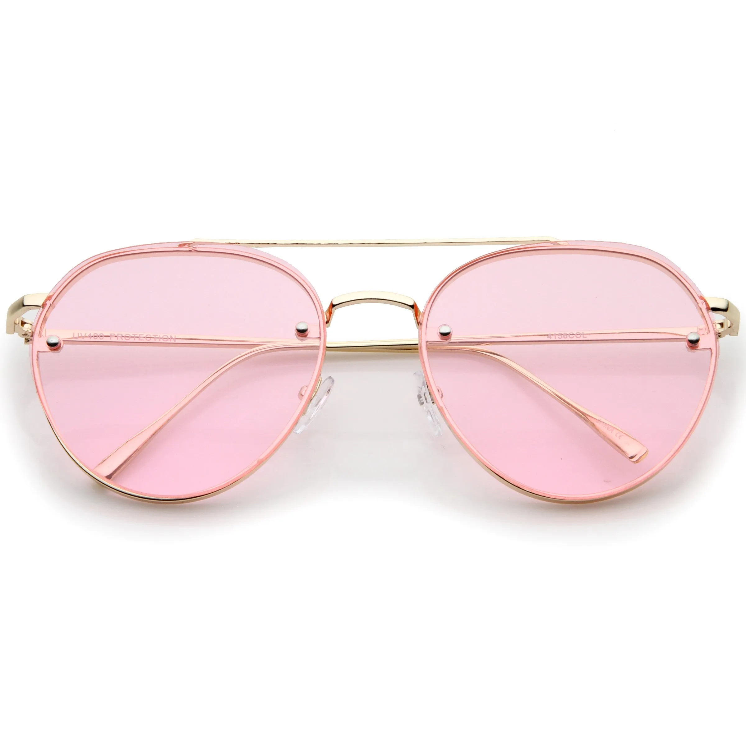 Retro Modern Rimless Flat Color Lens Aviator Sunglasses A826