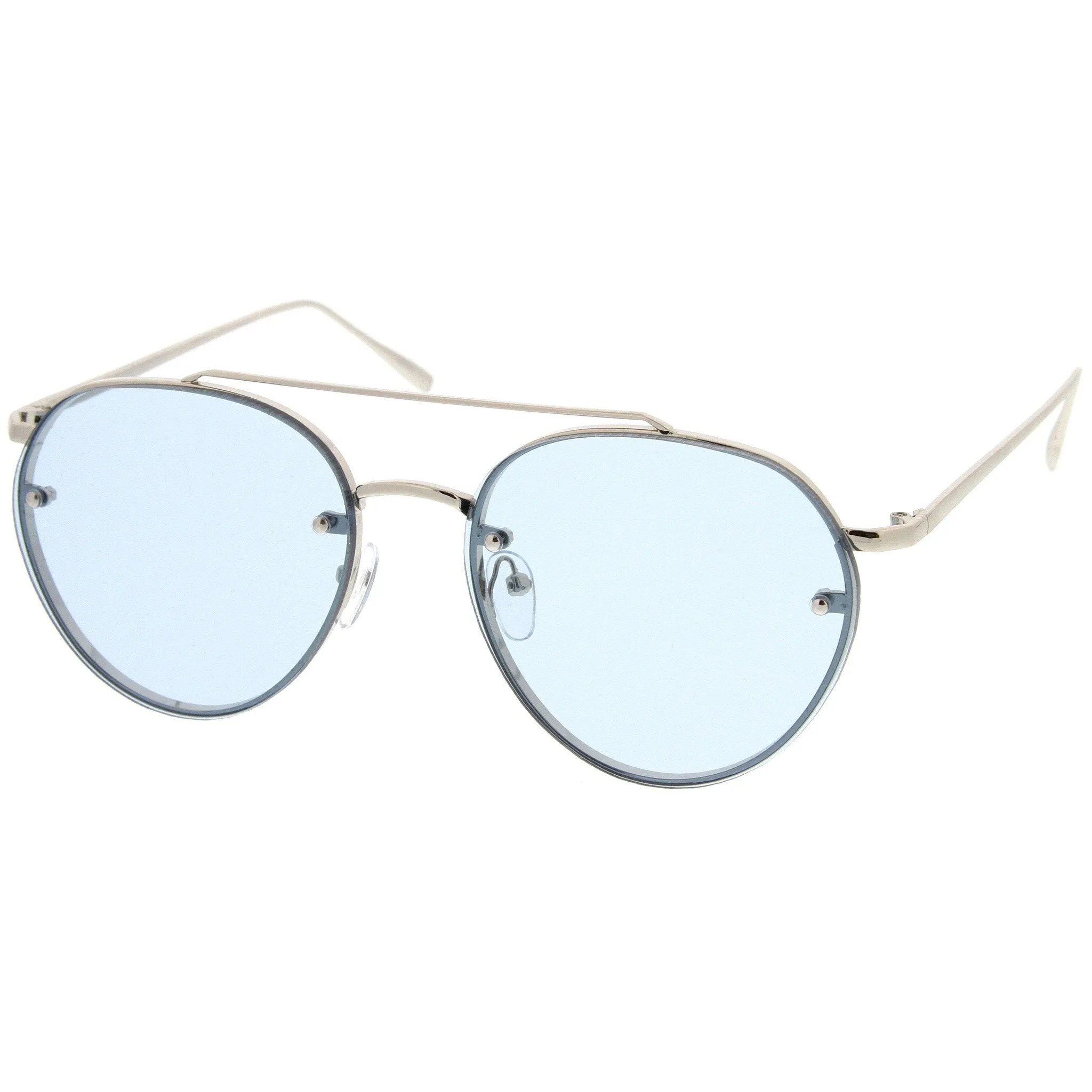 Retro Modern Rimless Flat Color Lens Aviator Sunglasses A826