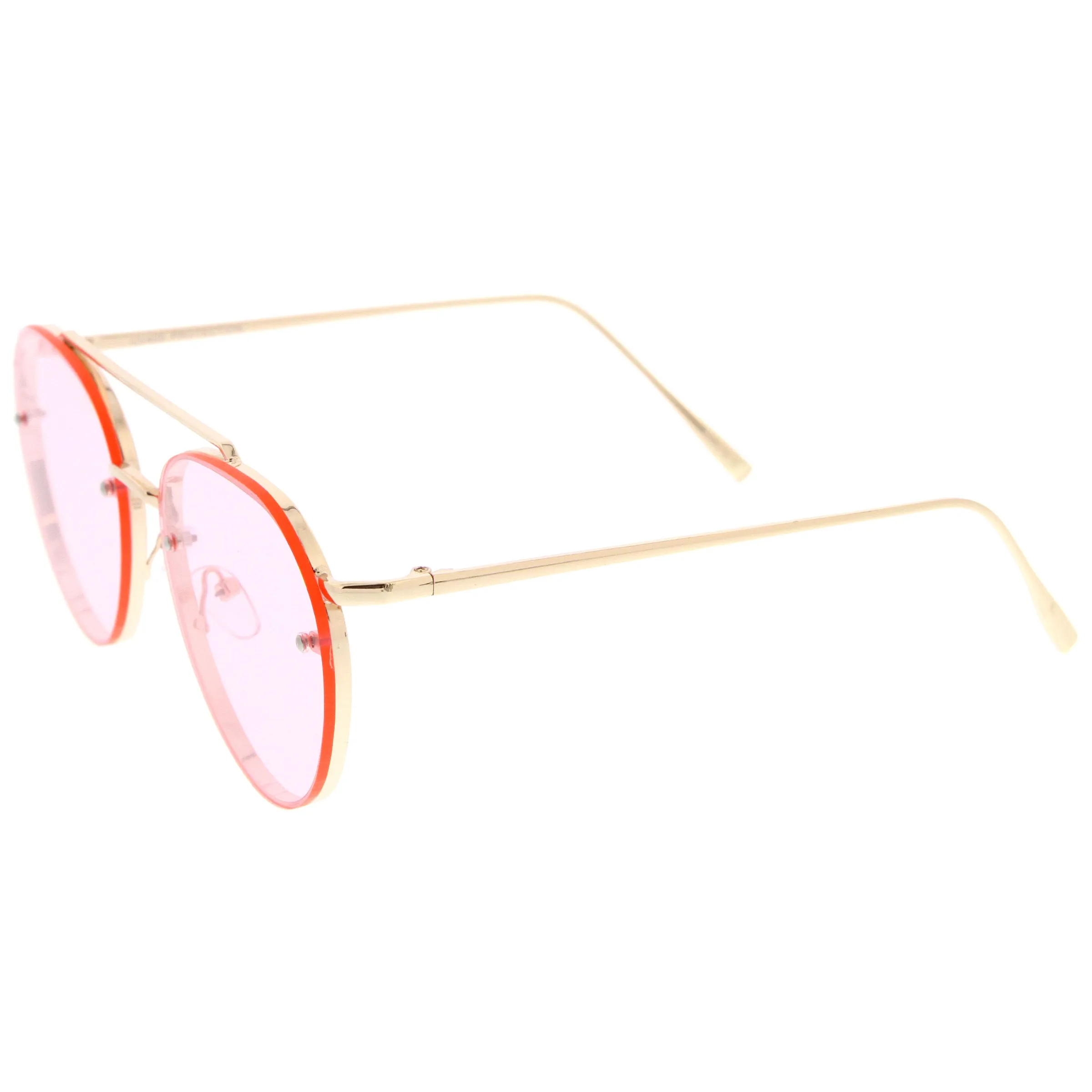 Retro Modern Rimless Flat Color Lens Aviator Sunglasses A826