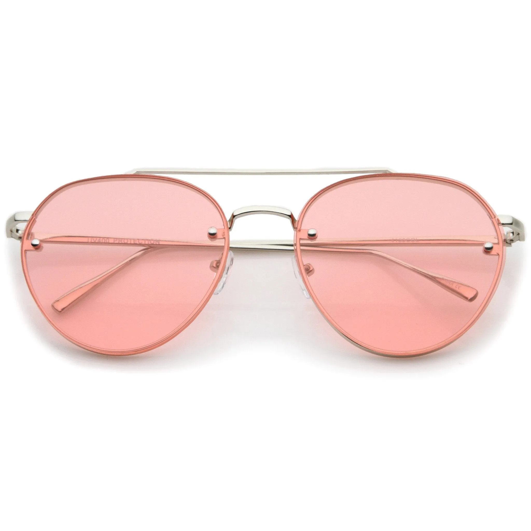 Retro Modern Rimless Flat Color Lens Aviator Sunglasses A826