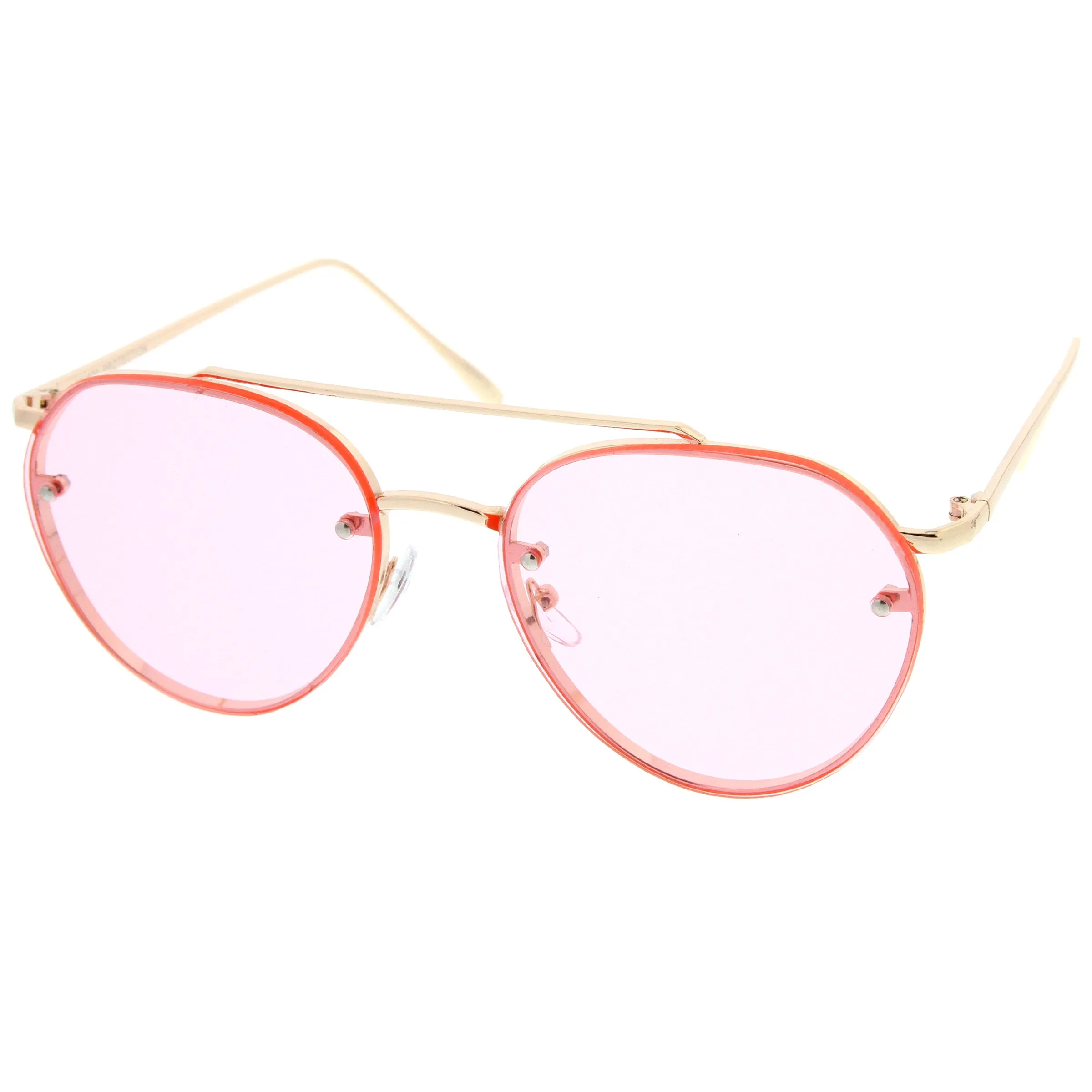 Retro Modern Rimless Flat Color Lens Aviator Sunglasses A826