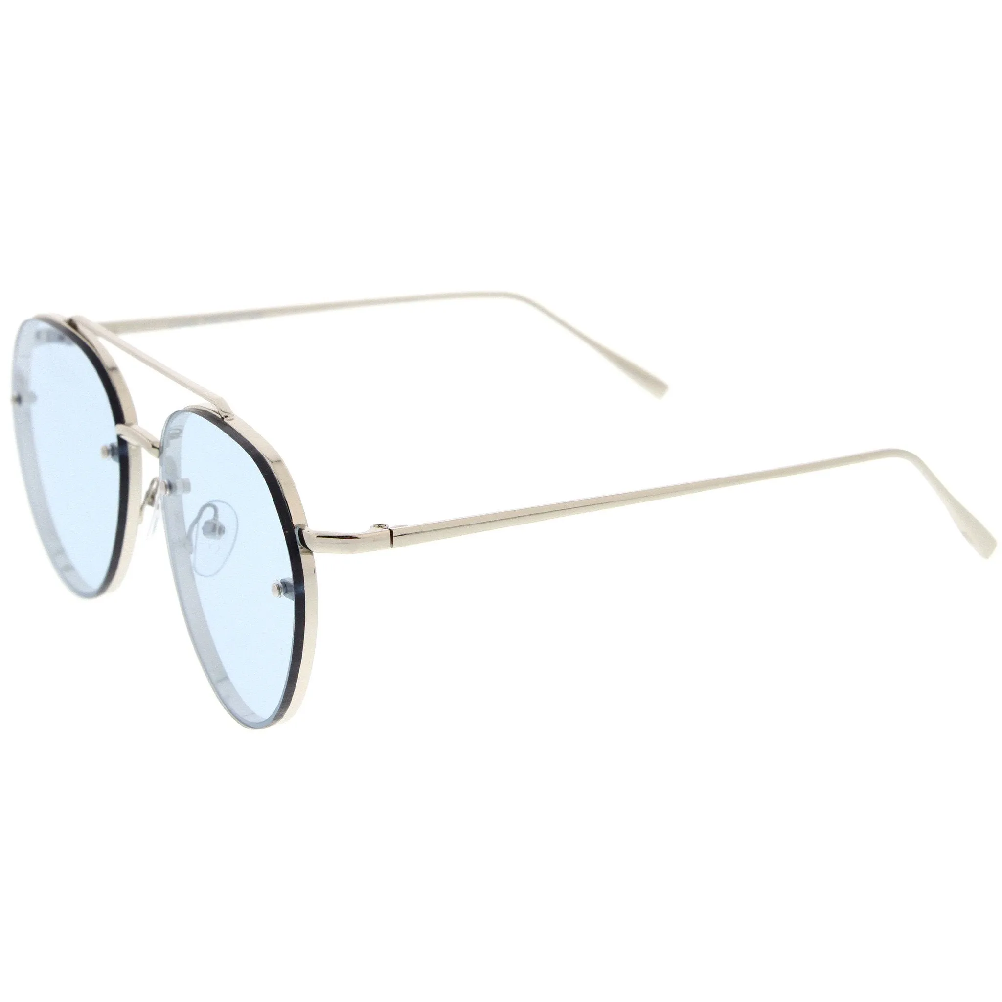 Retro Modern Rimless Flat Color Lens Aviator Sunglasses A826