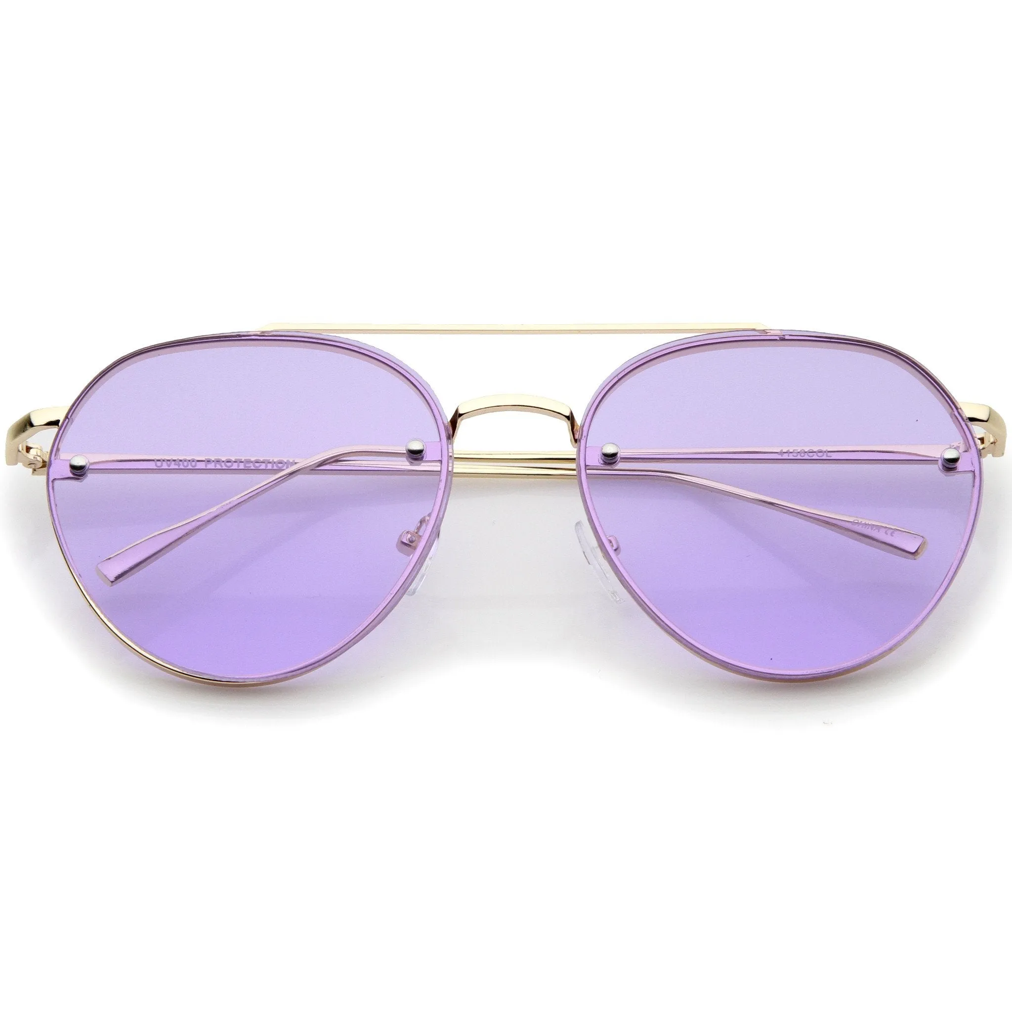 Retro Modern Rimless Flat Color Lens Aviator Sunglasses A826