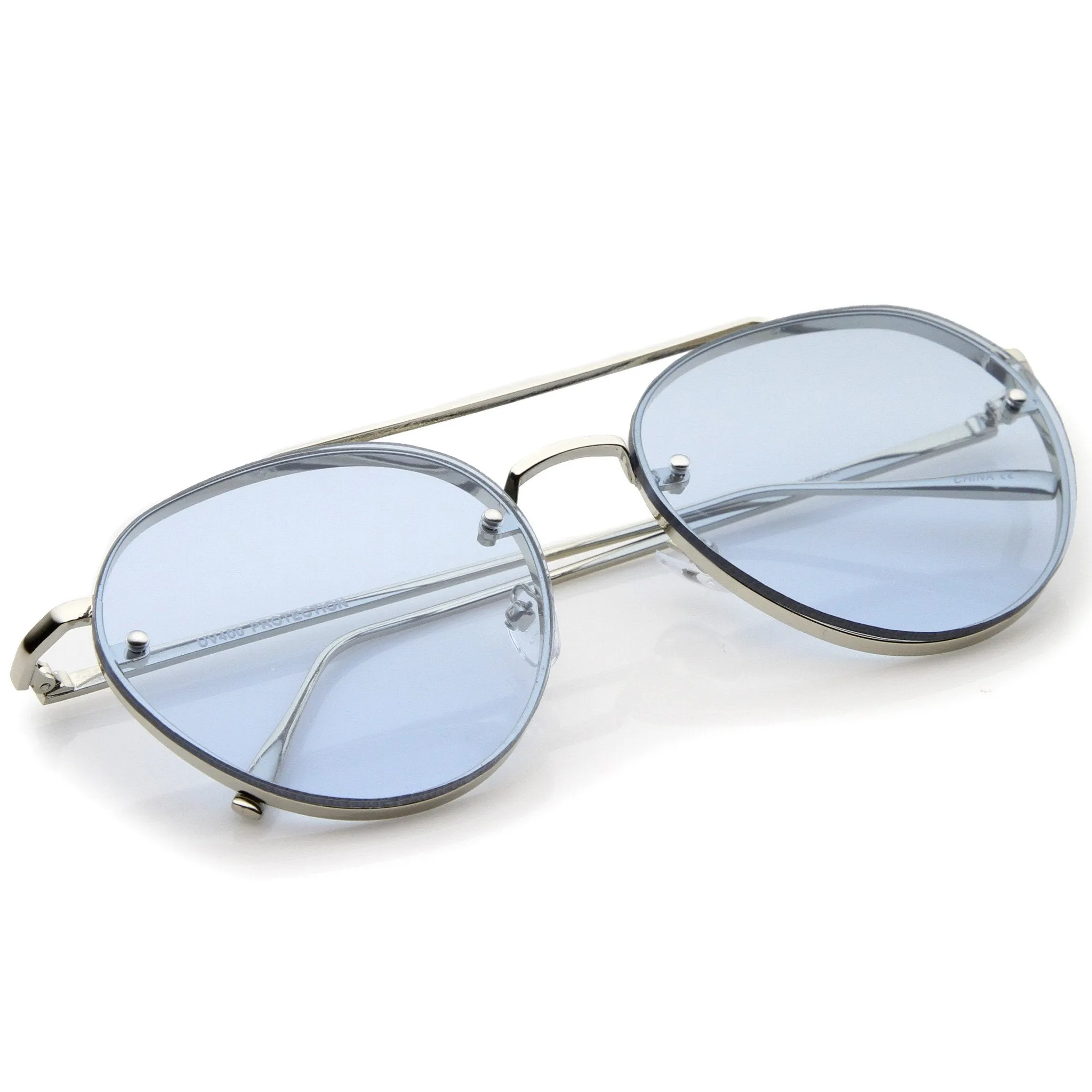 Retro Modern Rimless Flat Color Lens Aviator Sunglasses A826