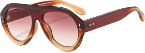 Retro Oversized Sunglasses Fashion Rivets Decoration Women Trending Gradient Shades Uv400