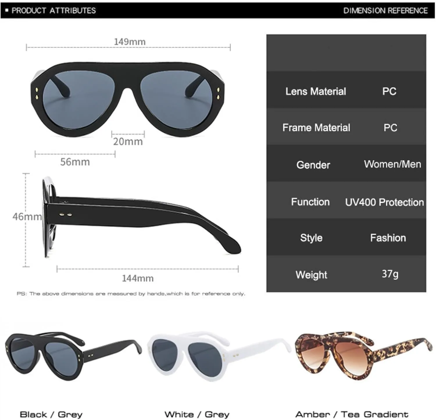 Retro Oversized Sunglasses Fashion Rivets Decoration Women Trending Gradient Shades Uv400