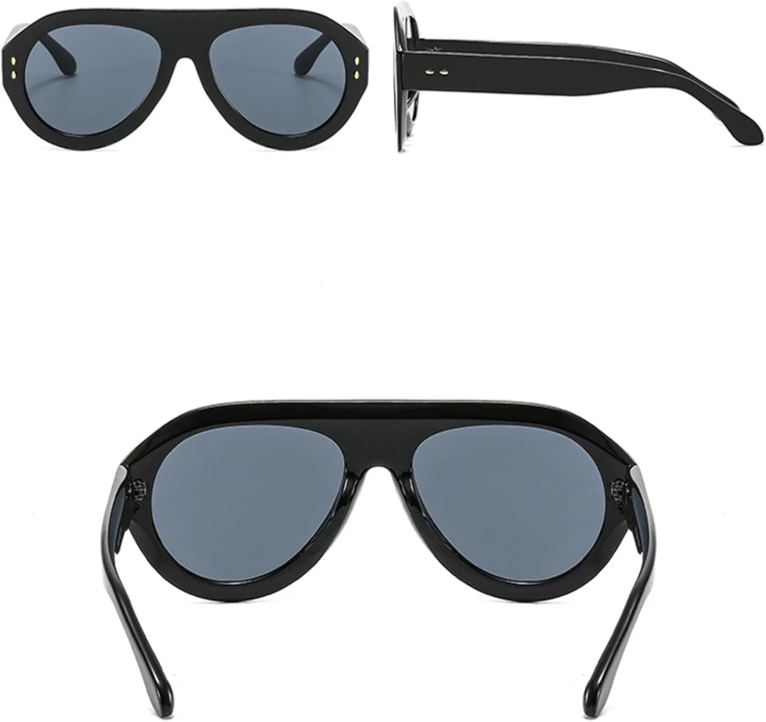 Retro Oversized Sunglasses Fashion Rivets Decoration Women Trending Gradient Shades Uv400