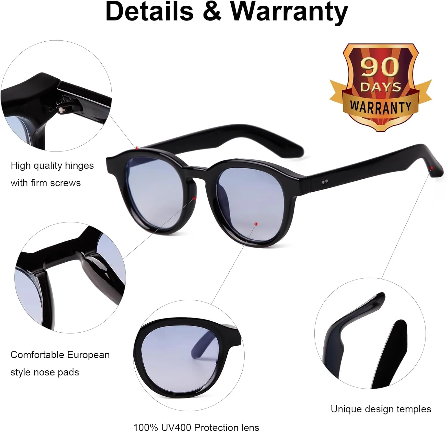 Retro Round Sunglasses for Women Men Small Circle FrameTrendy Style UV400 Protection Sun Glasses