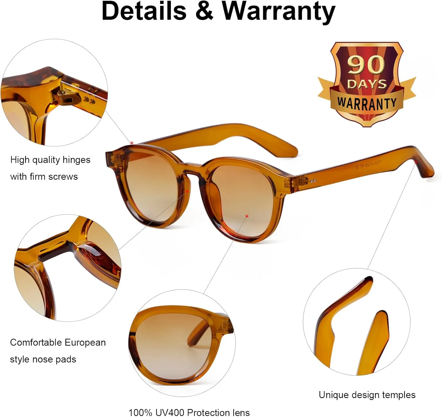 Retro Round Sunglasses for Women Men Small Circle FrameTrendy Style UV400 Protection Sun Glasses