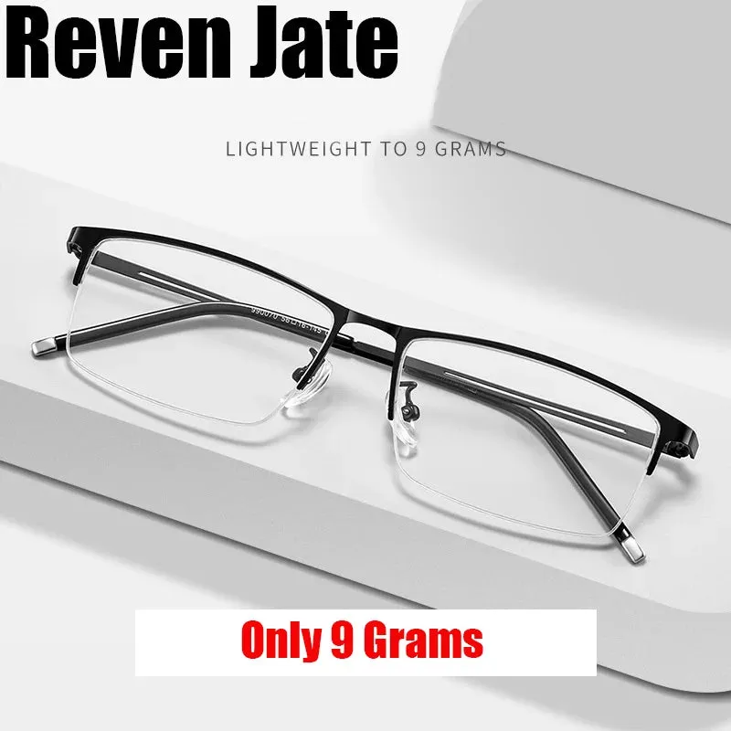 Reven Jate Men's Semi Rim Square Alloy Eyeglasses 990070