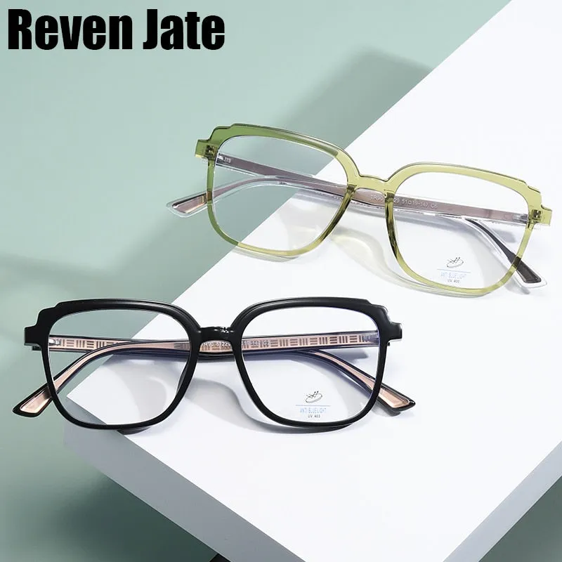 Reven Jate Unisex Full Rim Square Acetate Eyeglasses 81229