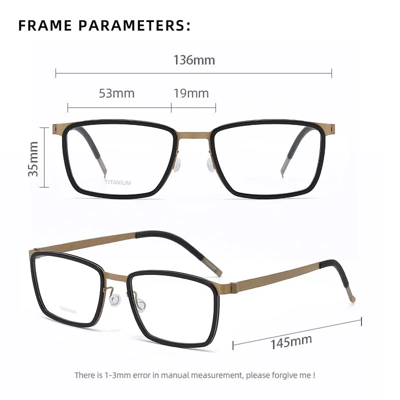 Reven Jate Unisex Full Rim Square Titanium Acetate Eyeglasses 9711