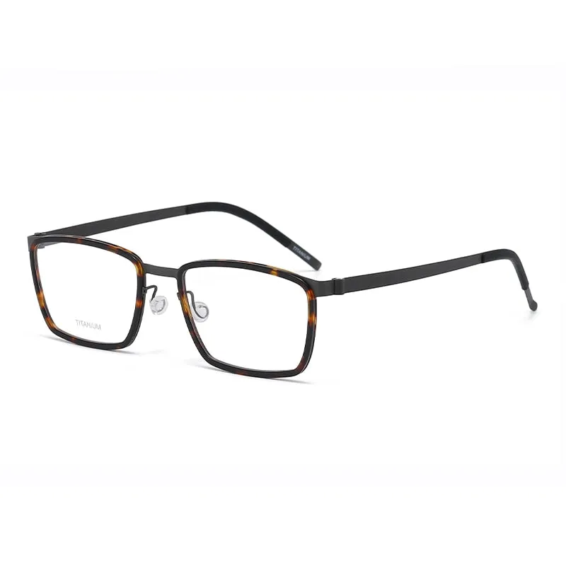 Reven Jate Unisex Full Rim Square Titanium Acetate Eyeglasses 9711