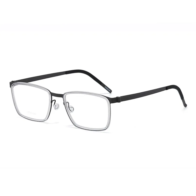Reven Jate Unisex Full Rim Square Titanium Acetate Eyeglasses 9711