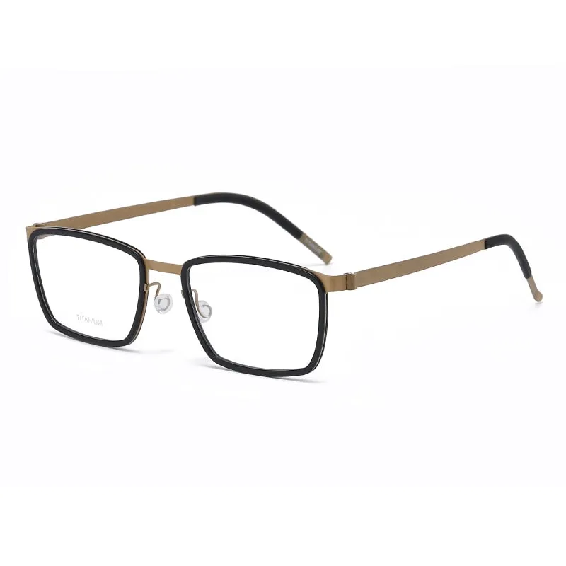 Reven Jate Unisex Full Rim Square Titanium Acetate Eyeglasses 9711