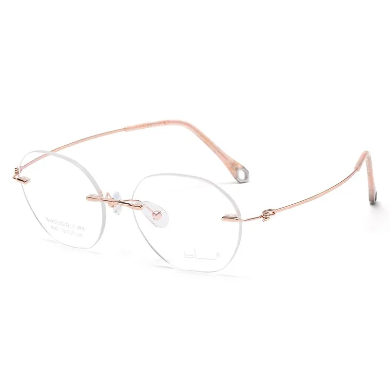 Reven Jate Unisex Rimless Rectangle Titanium Alloy Eyeglasses 8587