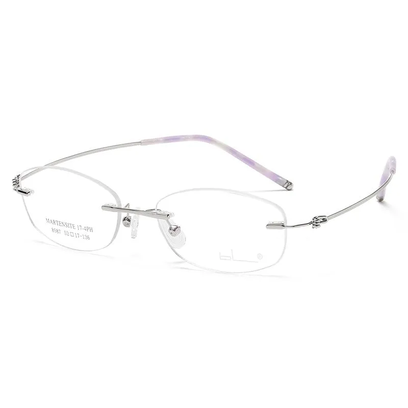 Reven Jate Unisex Rimless Rectangle Titanium Alloy Eyeglasses 8587