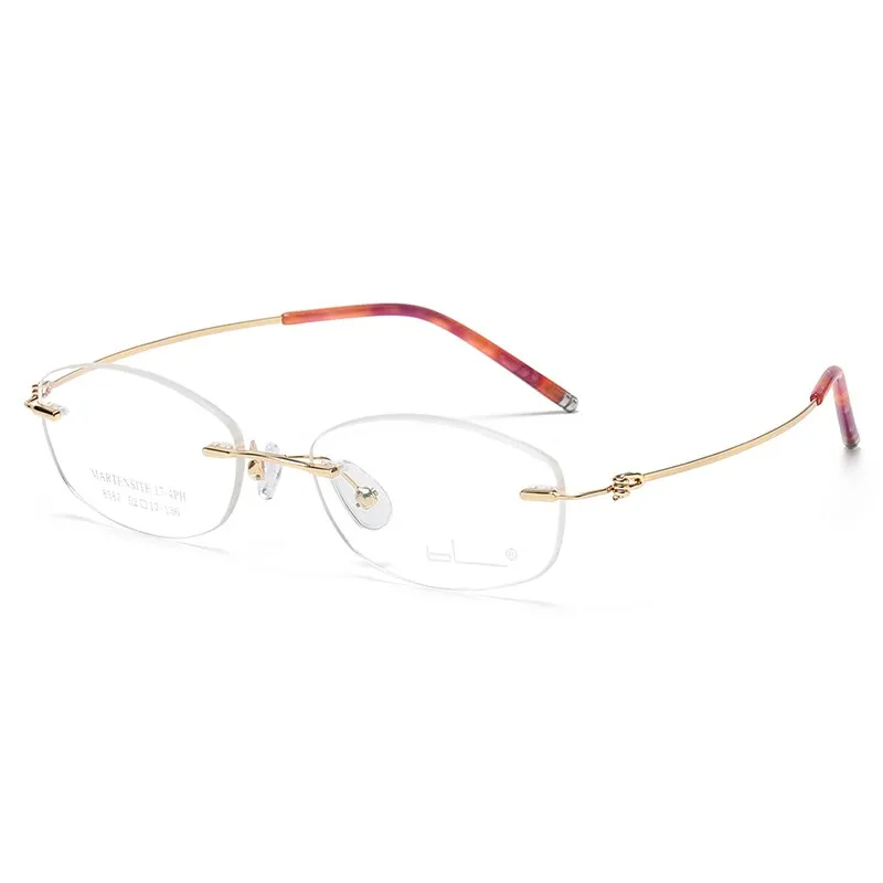 Reven Jate Unisex Rimless Rectangle Titanium Alloy Eyeglasses 8587