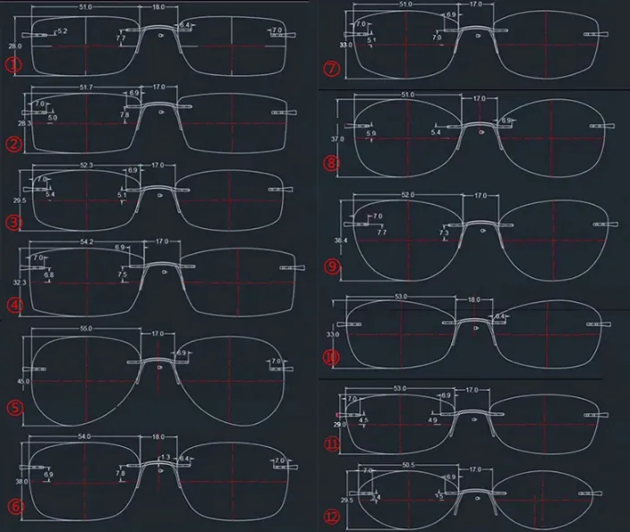 Reven Jate Unisex Rimless Rectangle Titanium Alloy Eyeglasses 8587