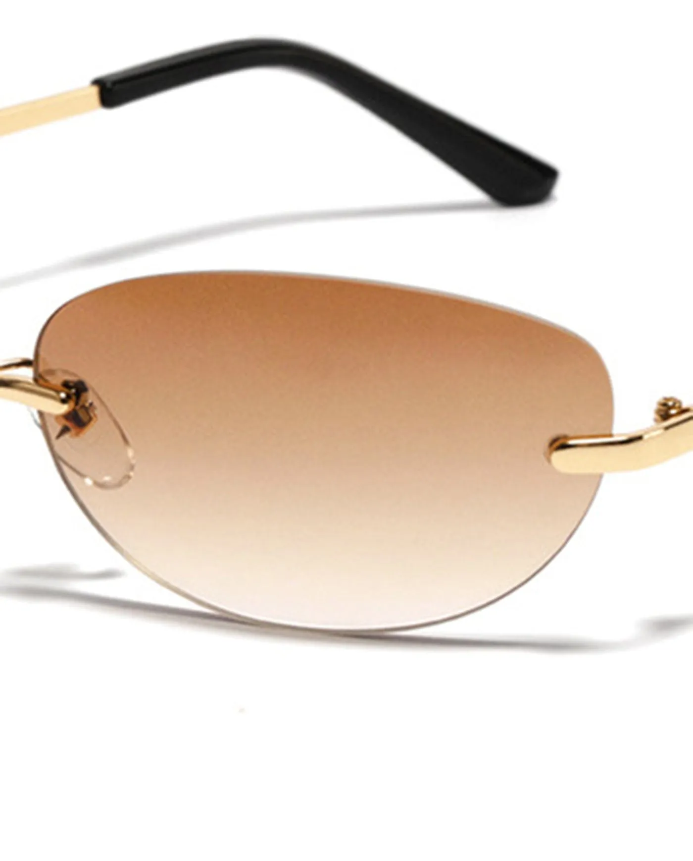 Rimless Oval Metal Fashion Sunglasses