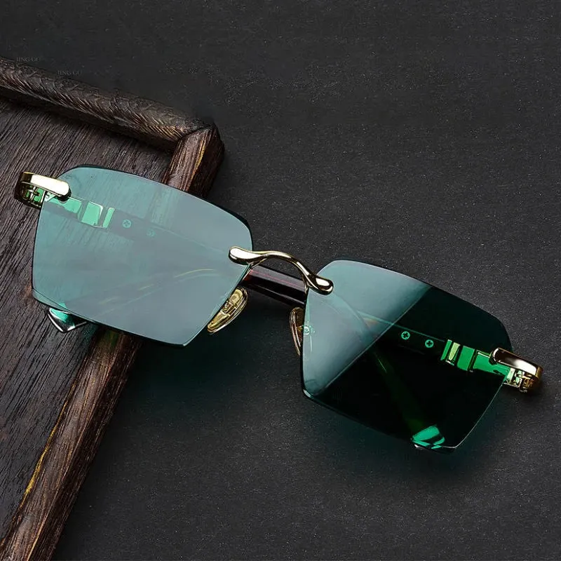Rimless Stone Sunglasses with UV Protection - VazRobe