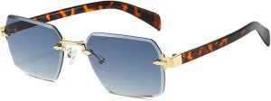 Rimless Sunglasses Women Fashion Clear Gradient Uv400 Men Punk