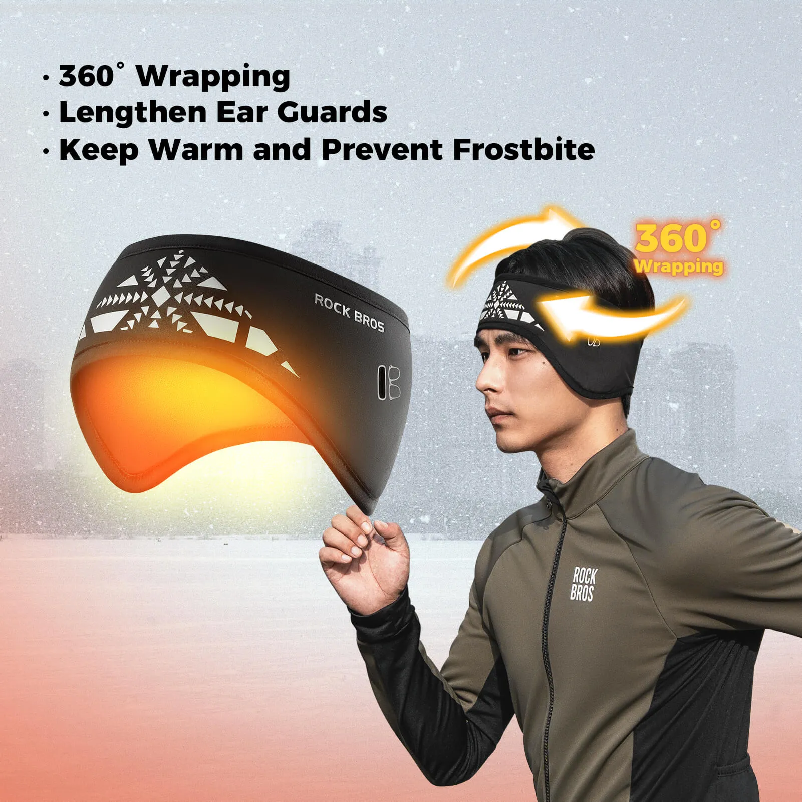 ROCKBROS Cycling Headbands Sports Ear Warmer Windproof Thermal Head Wrap Unisex