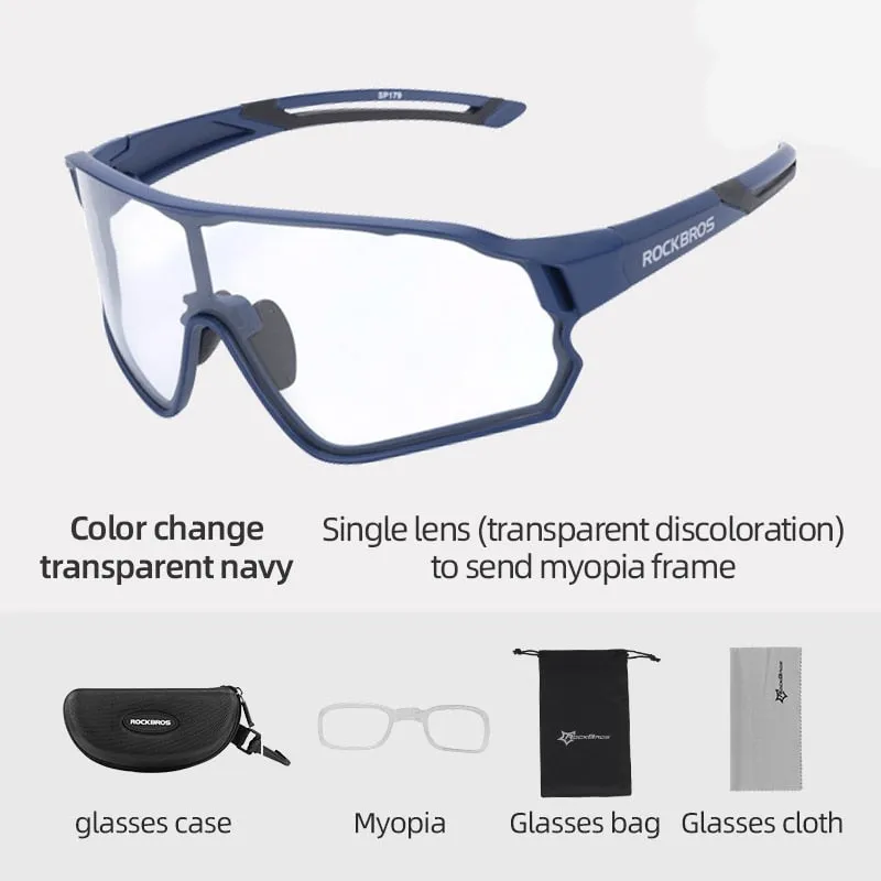 ROCKBROS Photochromic Bike Sunglasses UV400 Sports Sunglasses for Men & Women Anti Glare