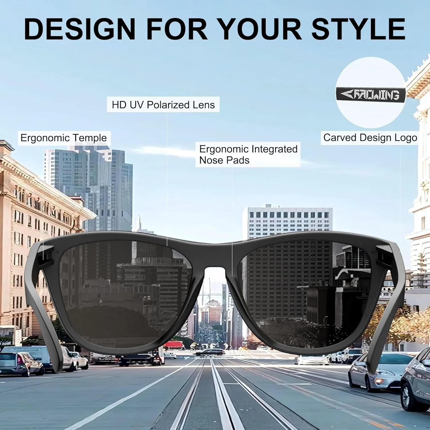 ROCKNIGHT Driving Fashion HD Polarized UV400 Protection Anti Glare Sunglasses TR90 Frame Lightweight Beach Hiking