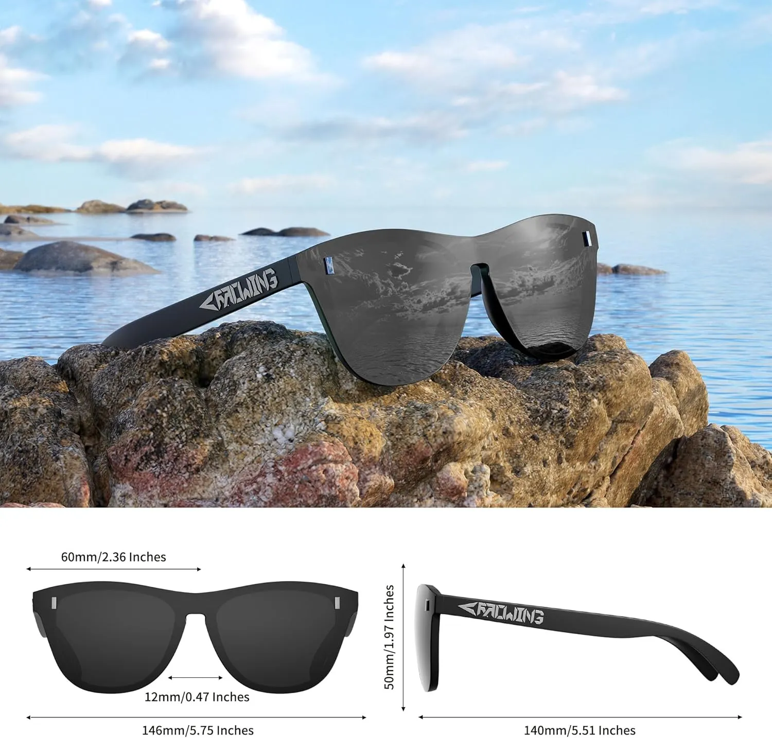 ROCKNIGHT Driving Fashion HD Polarized UV400 Protection Anti Glare Sunglasses TR90 Frame Lightweight Beach Hiking