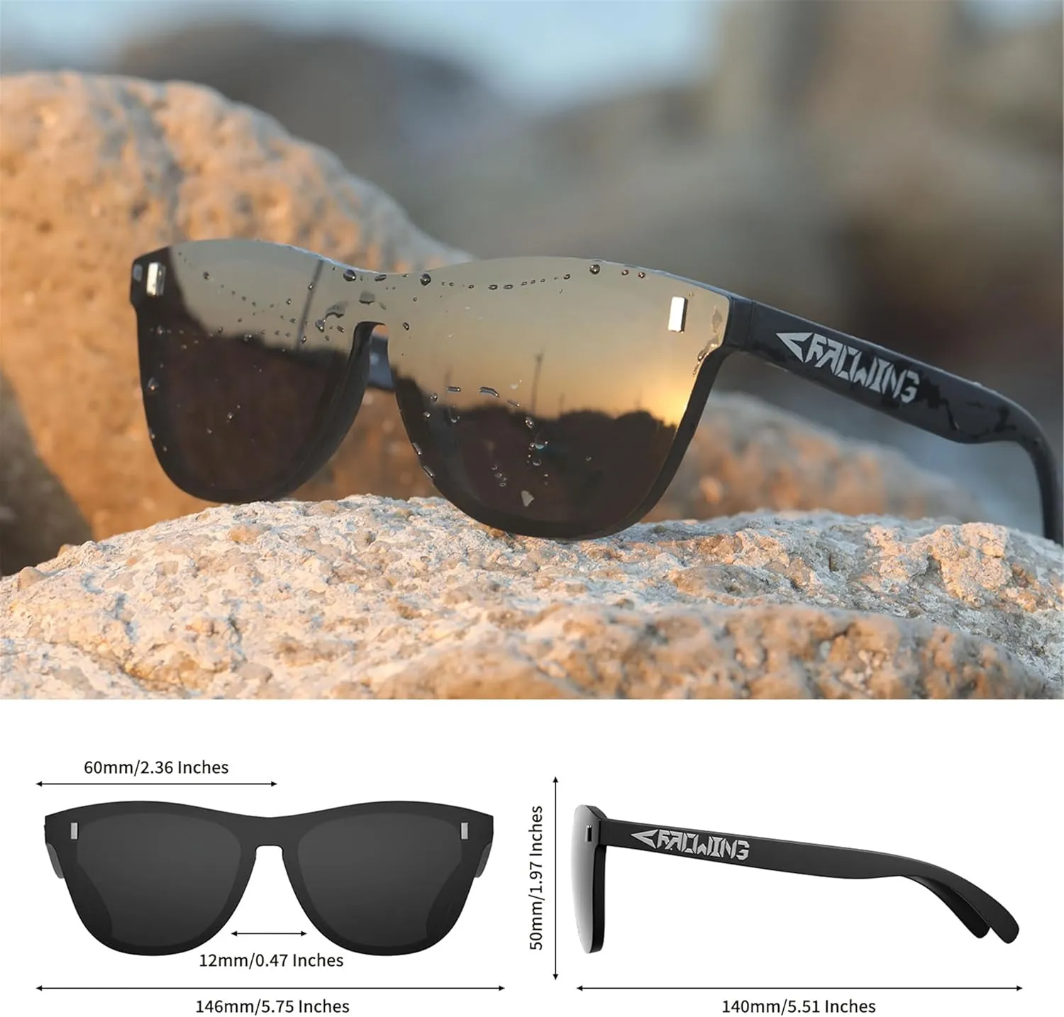 ROCKNIGHT HD Polarized UV400 Protection Anti Glare Sunglasses TR90 Frame Lightweight Beach Driving