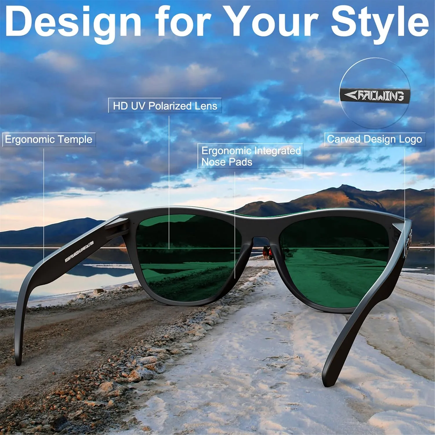 ROCKNIGHT HD Polarized UV400 Protection Anti Glare Sunglasses TR90 Frame Lightweight Beach Driving