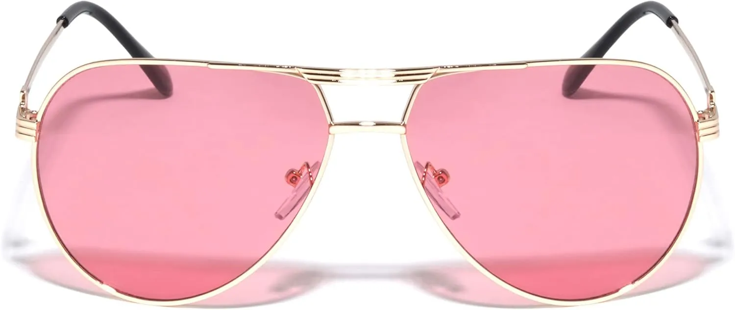 Round Lens Three Line Top Bar Sectioned Temple Aviator Sunglasses