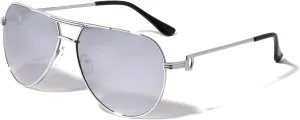 Round Lens Three Line Top Bar Sectioned Temple Aviator Sunglasses