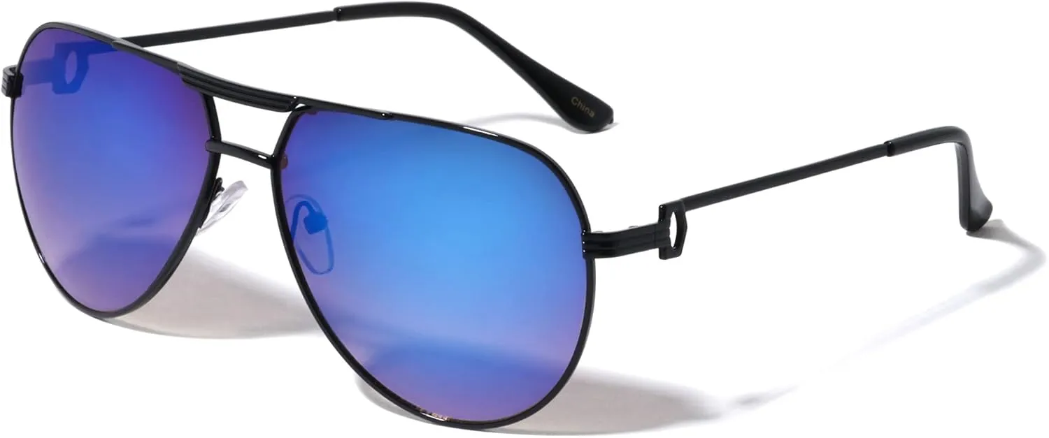 Round Lens Three Line Top Bar Sectioned Temple Aviator Sunglasses