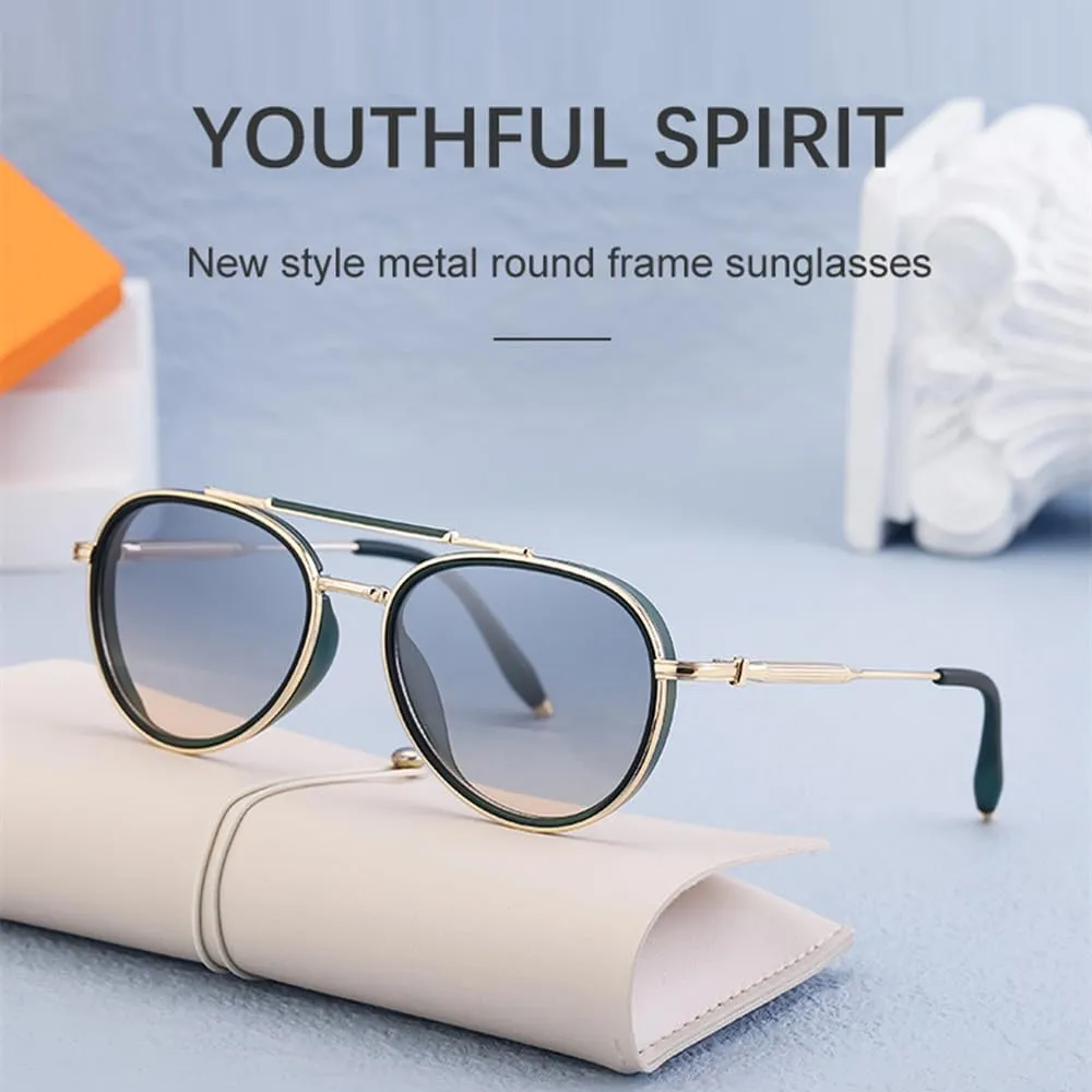 Round Steampunk Sunglasses Men Luxury Oval Punk Sun Glasses For Male Vintage Metal Frame Eyewear Shades UV400