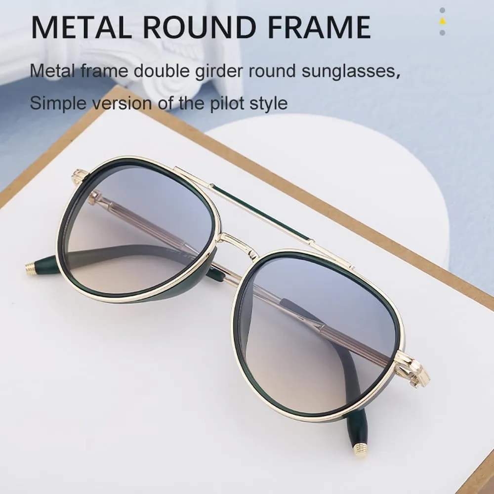 Round Steampunk Sunglasses Men Luxury Oval Punk Sun Glasses For Male Vintage Metal Frame Eyewear Shades UV400
