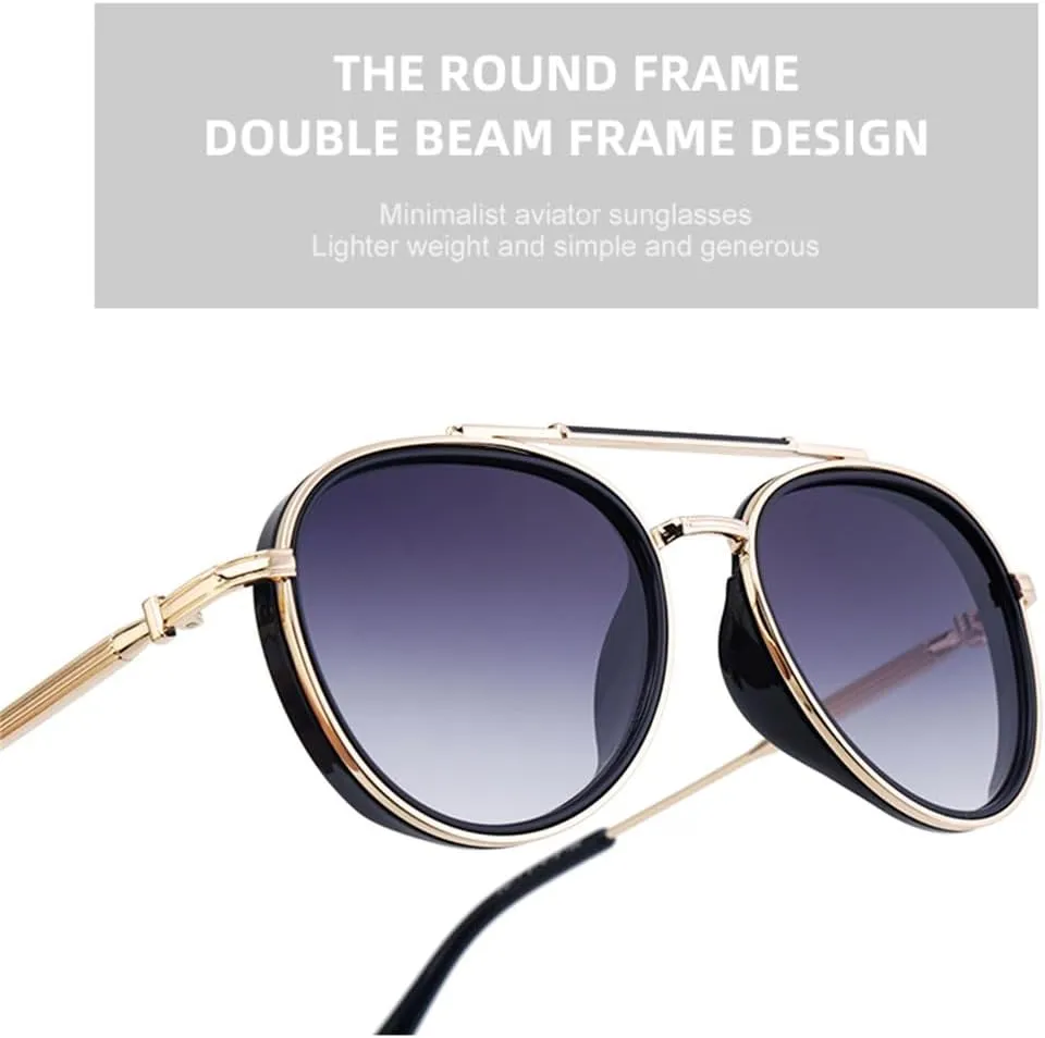 Round Steampunk Sunglasses Men Oval Punk Sun Glasses For Male Vintage Metal Frame Eyewear Shades UV400
