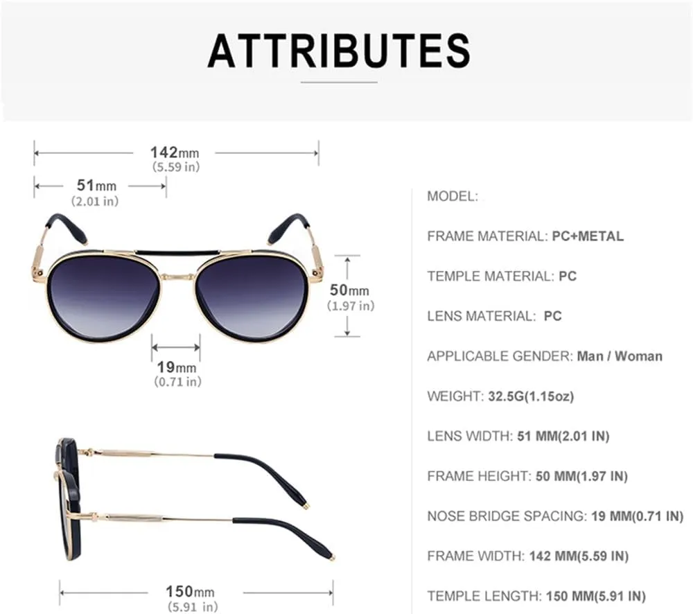 Round Steampunk Sunglasses Men Oval Punk Sun Glasses For Male Vintage Metal Frame Eyewear Shades UV400