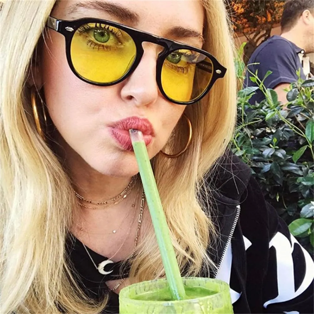 Round Sunglasses Women Men Vintage Circle Eyewear Plastic Sun Glasses Shades
