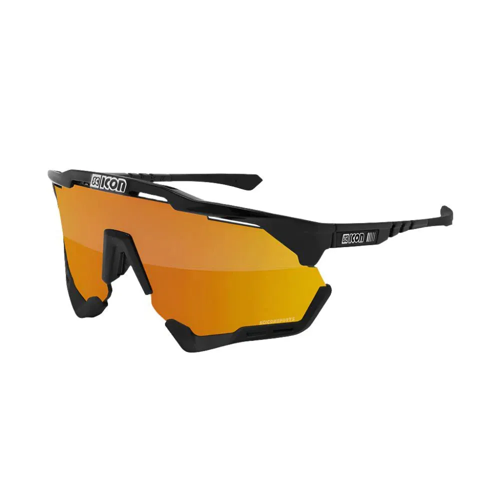 SCICON AEROSHADE XL BLACK GLOSS Sunglasses - MULTIMIRROR BRONZE LENSES