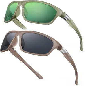 Scratch/Saltwater Resistant/Oleophobic Coating Lens Polarized Sports Sunglasses for Men Women, TR90 Wrap Around Sun Glasses