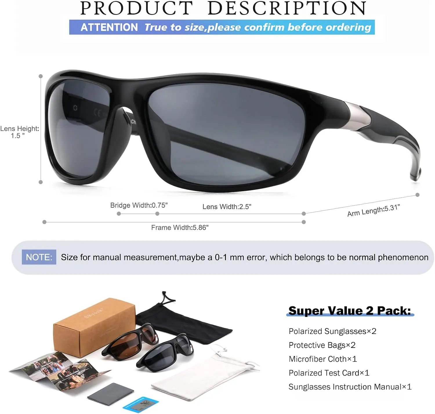 Scratch/Saltwater Resistant/Oleophobic Coating Lens Polarized Sports Sunglasses for Men Women, TR90 Wrap Around Sun Glasses
