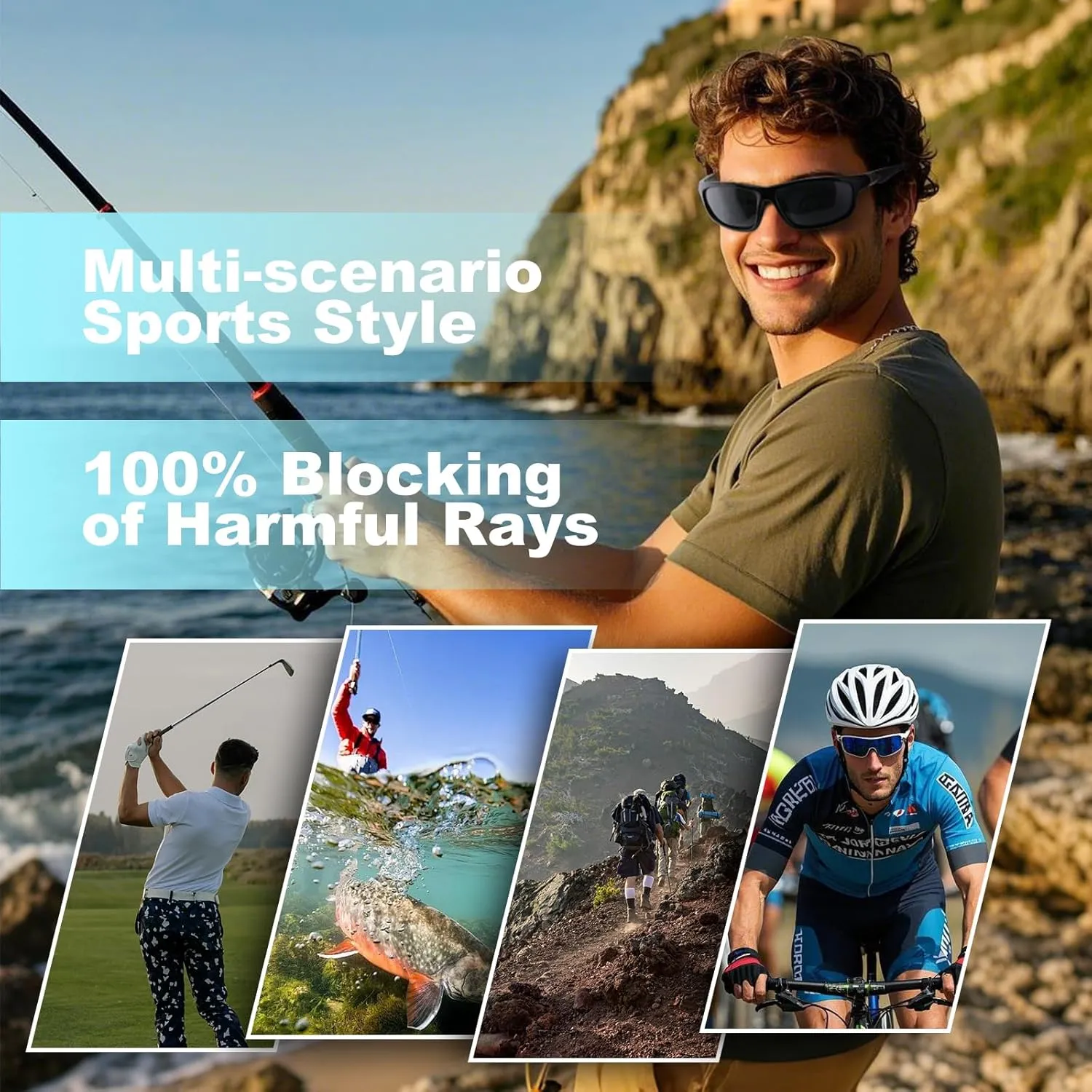 Scratch/Saltwater Resistant/Oleophobic Coating Lens Polarized Sports Sunglasses for Men Women, TR90 Wrap Around Sun Glasses