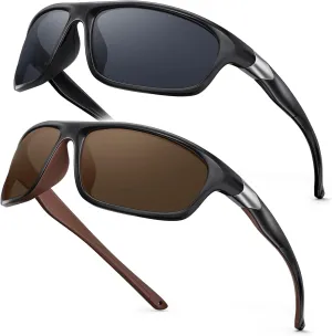 Scratch/Saltwater Resistant/Oleophobic Coating Lens Polarized Sports Sunglasses for Men Women, TR90 Wrap Around Sun Glasses