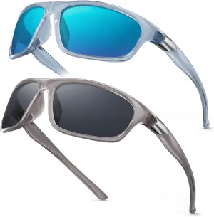 Scratch/Saltwater Resistant/Oleophobic Coating Lens Polarized Sports Sunglasses for Men Women, TR90 Wrap Around Sun Glasses